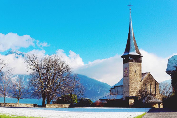 Sogn Parcazi Castle and Church, Switzerland, Switzerland